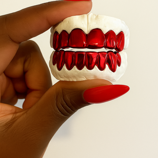 Metallic Red Grillz with Protective Layer (925)