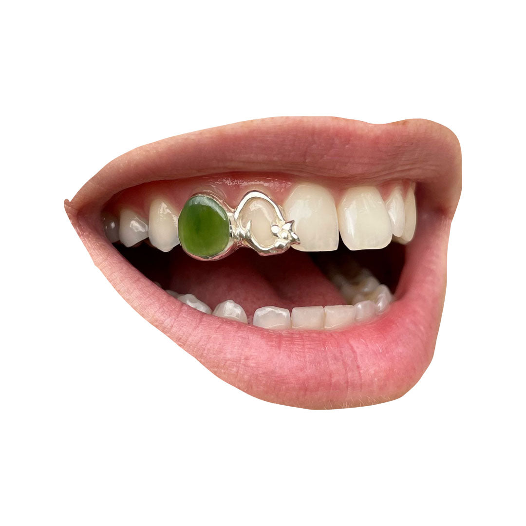 Green Enamel with Open Face Flower with Protective Layer Added