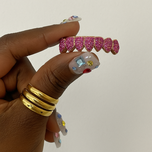 Flooded Pink Grillz with Protective Layer Added