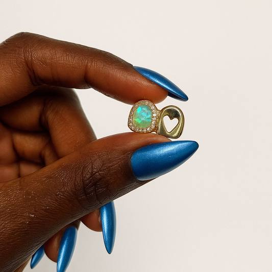 Two-Tooth Opal w/ Bling Border & Cut-Out Design with Protective Layer Added