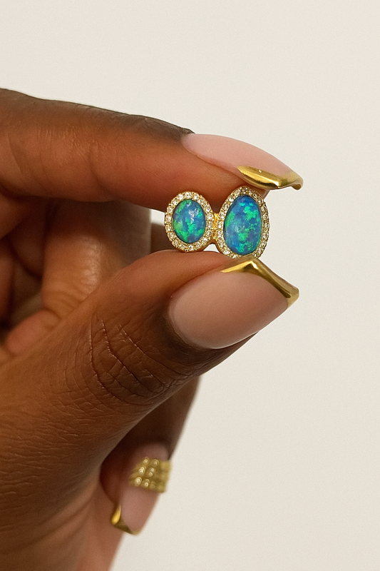 Two-Tooth Opal w/ Bling Border with Protective Layer Added
